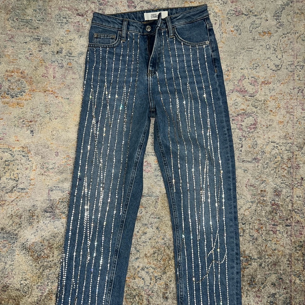 Stylish Blue Jeans with Silver Accents